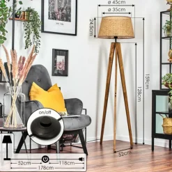 Luminaires Scandinaves-hofstein Barcos Lampadaire Écru, Noir, 1 lumière