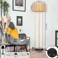 hofstein Barcos Lampadaire Écru, Noir, 1 lumière