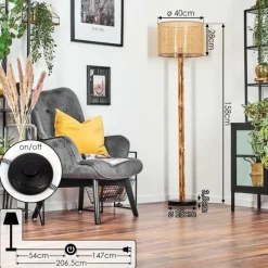 Luminaires Scandinaves-hofstein Barcos Lampadaire Écru, Noir, 1 lumière