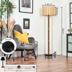 Luminaires Scandinaves-hofstein Barcos Lampadaire Écru, Noir, 1 lumière