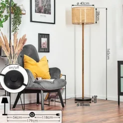 Luminaires Scandinaves-hofstein Barcos Lampadaire Écru, Noir, 1 lumière