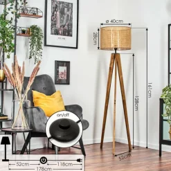 Luminaires Scandinaves-hofstein Barcos Lampadaire, Liseuse Écru, Noir, 1 lumière