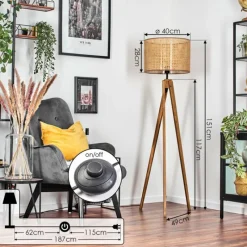 hofstein Barcos Lampadaire, Liseuse Écru, Noir, 1 lumière