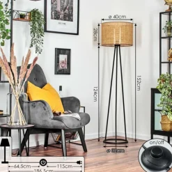 hofstein Barcos Lampadaire, Liseuse Noir, 1 lumière