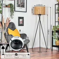 hofstein Barcos Lampadaire Noir, 1 lumière