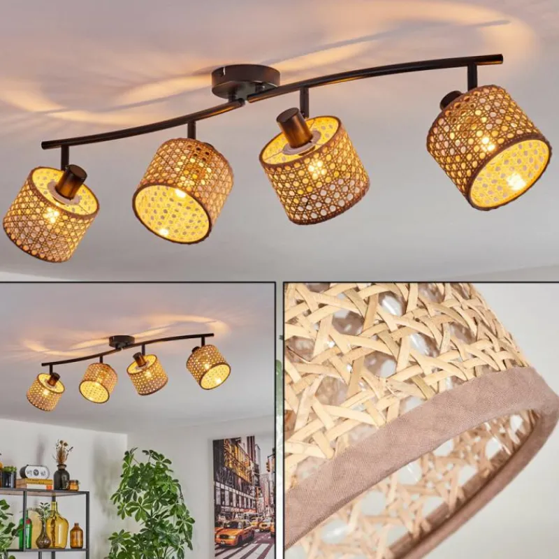 Lampes En Tissu-hofstein Barcos Plafonnier Noir, 4 lumières