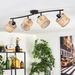 Lampes En Tissu-hofstein Barcos Plafonnier Noir, 4 lumières