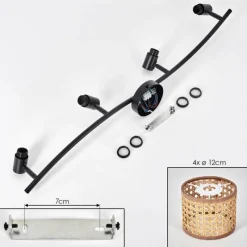 Lampes En Tissu-hofstein Barcos Plafonnier Noir, 4 lumières