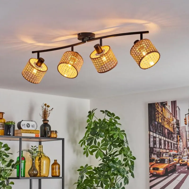 Lampes En Tissu-hofstein Barcos Plafonnier Noir, 4 lumières