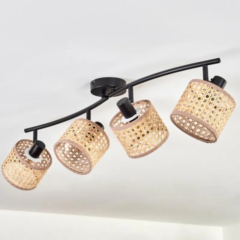 Lampes En Tissu-hofstein Barcos Plafonnier Noir, 4 lumières