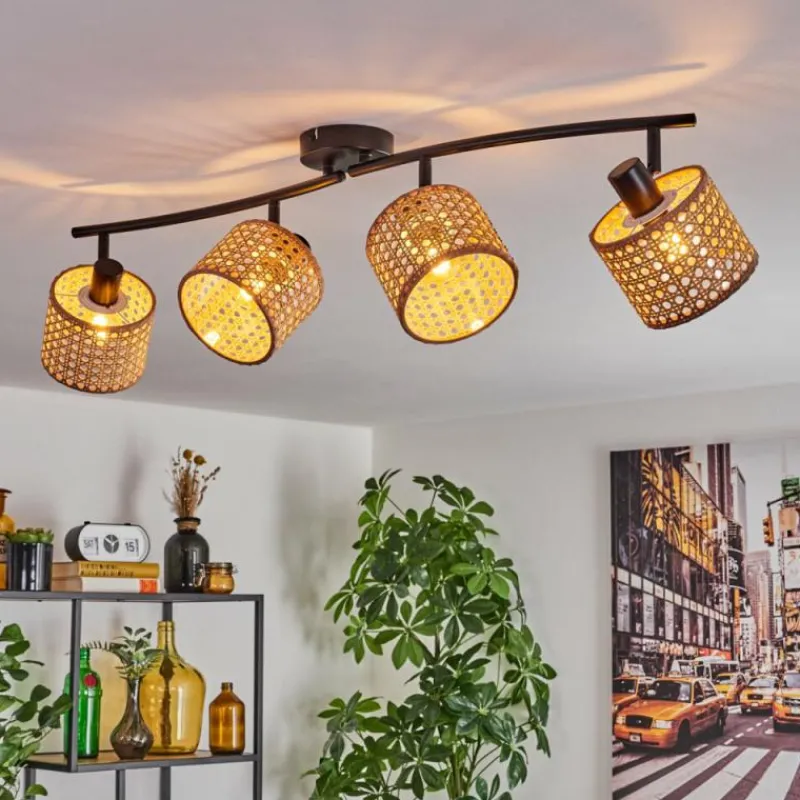 Lampes En Tissu-hofstein Barcos Plafonnier Noir, 4 lumières