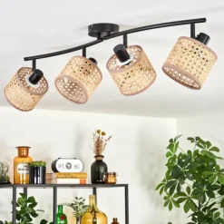 Lampes En Tissu-hofstein Barcos Plafonnier Noir, 4 lumières