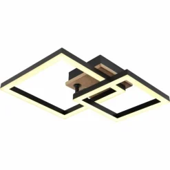 Lampes En Bois-Luminaires Globo Lighting BARD Plafonnier LED Couleur bois, Noir, 1 lumière