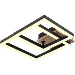 Lampes En Bois-Luminaires Globo Lighting BARD Plafonnier LED Couleur bois, Noir, 1 lumière