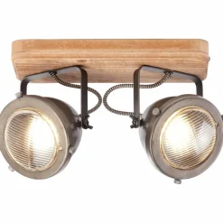 Luminaires Brilliant Barre de spots Brilliant Carmen Wood Acier inoxydable, 2 lumières* Spots Et Projecteurs