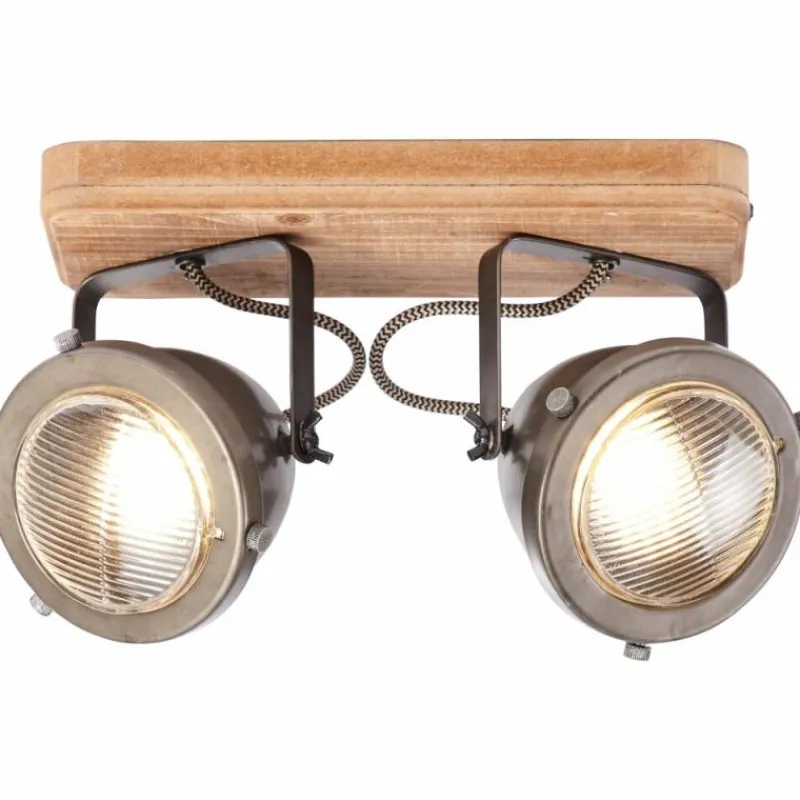 Luminaires Brilliant Barre de spots Brilliant Carmen Wood Acier inoxydable, 2 lumières* Spots Et Projecteurs