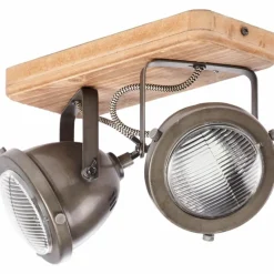 Luminaires Brilliant Barre de spots Brilliant Carmen Wood Acier inoxydable, 2 lumières* Spots Et Projecteurs