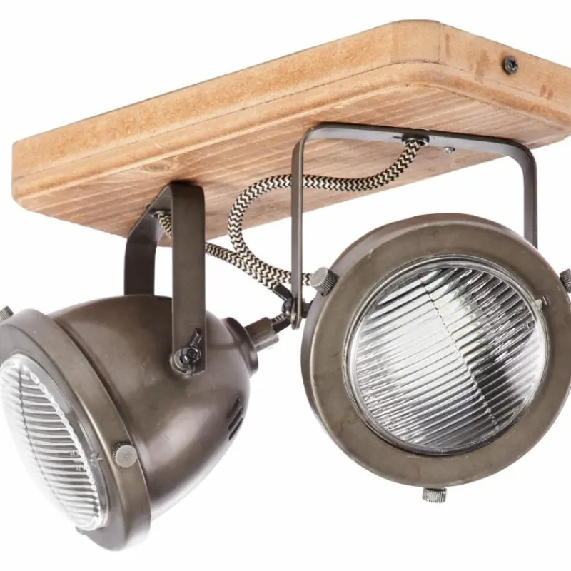 Luminaires Brilliant Barre de spots Brilliant Carmen Wood Acier inoxydable, 2 lumières* Spots Et Projecteurs