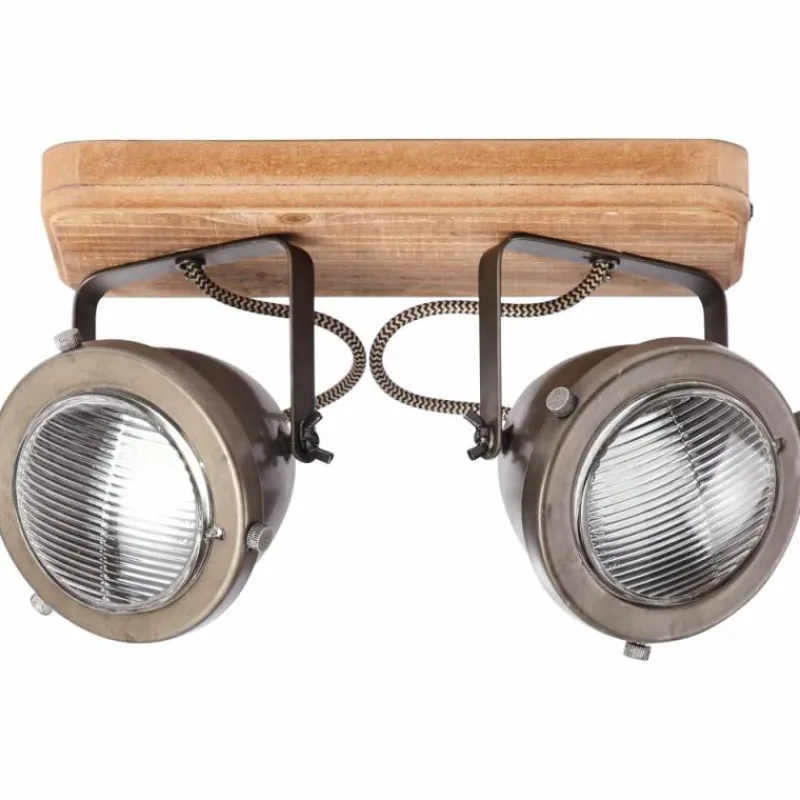 Luminaires Brilliant Barre de spots Brilliant Carmen Wood Acier inoxydable, 2 lumières* Spots Et Projecteurs