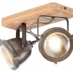Luminaires Brilliant Barre de spots Brilliant Carmen Wood Acier inoxydable, 2 lumières* Spots Et Projecteurs
