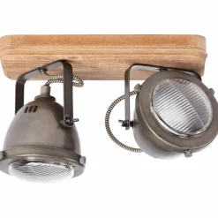 Luminaires Brilliant Barre de spots Brilliant Carmen Wood Acier inoxydable, 2 lumières* Spots Et Projecteurs