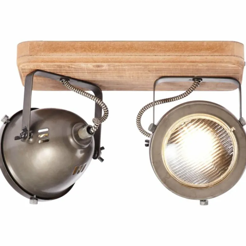 Luminaires Brilliant Barre de spots Brilliant Carmen Wood Acier inoxydable, 2 lumières* Spots Et Projecteurs
