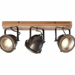 Luminaires Brilliant Barre de spots Brilliant Carmen Wood Acier inoxydable, 3 lumières* Spots Et Projecteurs