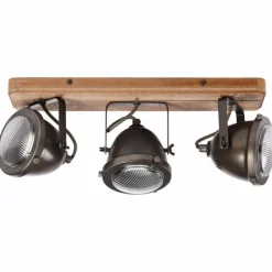 Luminaires Brilliant Barre de spots Brilliant Carmen Wood Acier inoxydable, 3 lumières* Spots Et Projecteurs