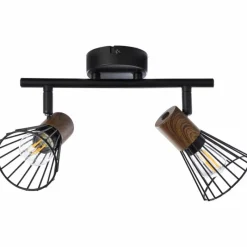 Lampes En Bois-Luminaires Brilliant Barre de spots Brilliant Manama Bois foncé, Noir, 2 lumières