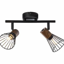 Lampes En Bois-Luminaires Brilliant Barre de spots Brilliant Manama Bois foncé, Noir, 2 lumières
