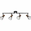 Lampes En Bois-Luminaires Brilliant Barre de spots Brilliant Manama Bois foncé, Noir, 4 lumières