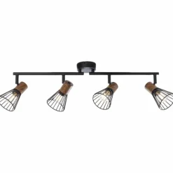 Lampes En Bois-Luminaires Brilliant Barre de spots Brilliant Manama Bois foncé, Noir, 4 lumières