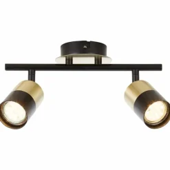 Luminaires Brilliant Barre de spots Brilliant Maribel Laiton, Noir, 2 lumières* Spots Et Projecteurs