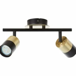 Luminaires Brilliant Barre de spots Brilliant Maribel Laiton, Noir, 2 lumières* Spots Et Projecteurs