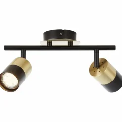 Luminaires Brilliant Barre de spots Brilliant Maribel Laiton, Noir, 2 lumières* Spots Et Projecteurs