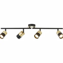 Luminaires Brilliant Barre de spots Brilliant Maribel Laiton, Noir, 4 lumières* Spots Et Projecteurs
