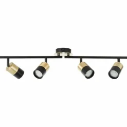 Luminaires Brilliant Barre de spots Brilliant Maribel Laiton, Noir, 4 lumières* Spots Et Projecteurs