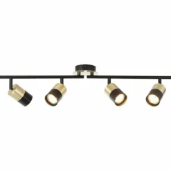 Luminaires Brilliant Barre de spots Brilliant Maribel Laiton, Noir, 4 lumières* Spots Et Projecteurs