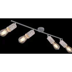 Lampes Vintages & Rétros-Luminaires Globo Lighting Barre de spots Globo FLECKI Gris, 4 lumières