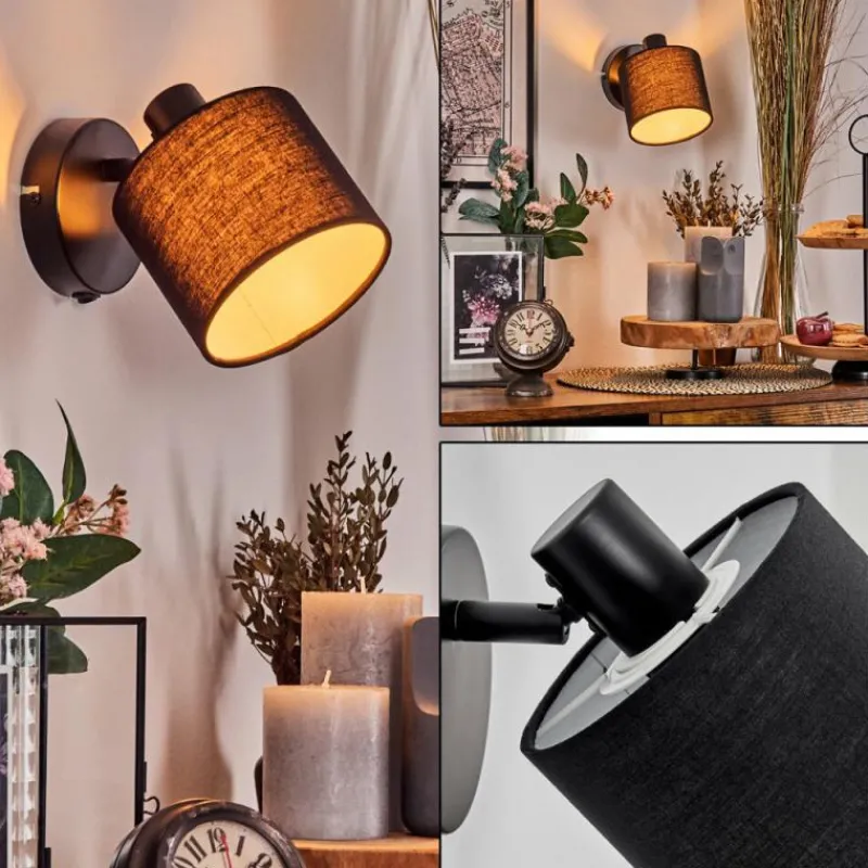 Lampes En Tissu-hofstein Bassagoda Applique murale, Spot mural Noir, 1 lumière