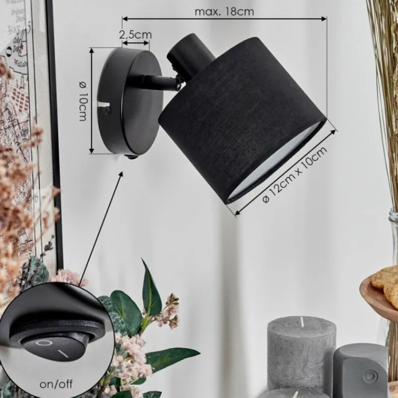 Lampes En Tissu-hofstein Bassagoda Applique murale, Spot mural Noir, 1 lumière