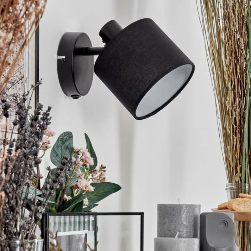 Lampes En Tissu-hofstein Bassagoda Applique murale, Spot mural Noir, 1 lumière