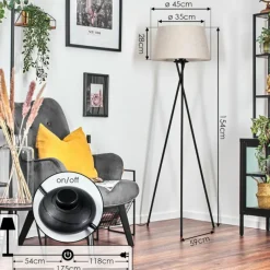 Lampes En Tissu-hofstein Bassagoda Lampadaire beige, 1 lumière