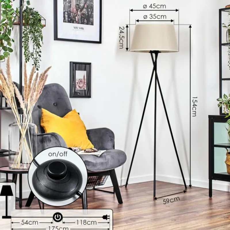 Lampes En Tissu-hofstein Bassagoda Lampadaire beige, Blanc, 1 lumière