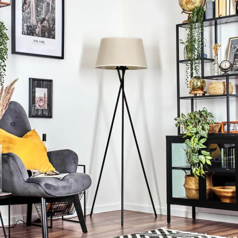 Lampes En Tissu-hofstein Bassagoda Lampadaire beige, Blanc, 1 lumière