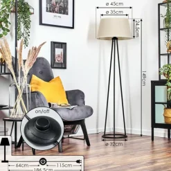 Lampes En Tissu-hofstein Bassagoda Lampadaire beige, Blanc, 1 lumière