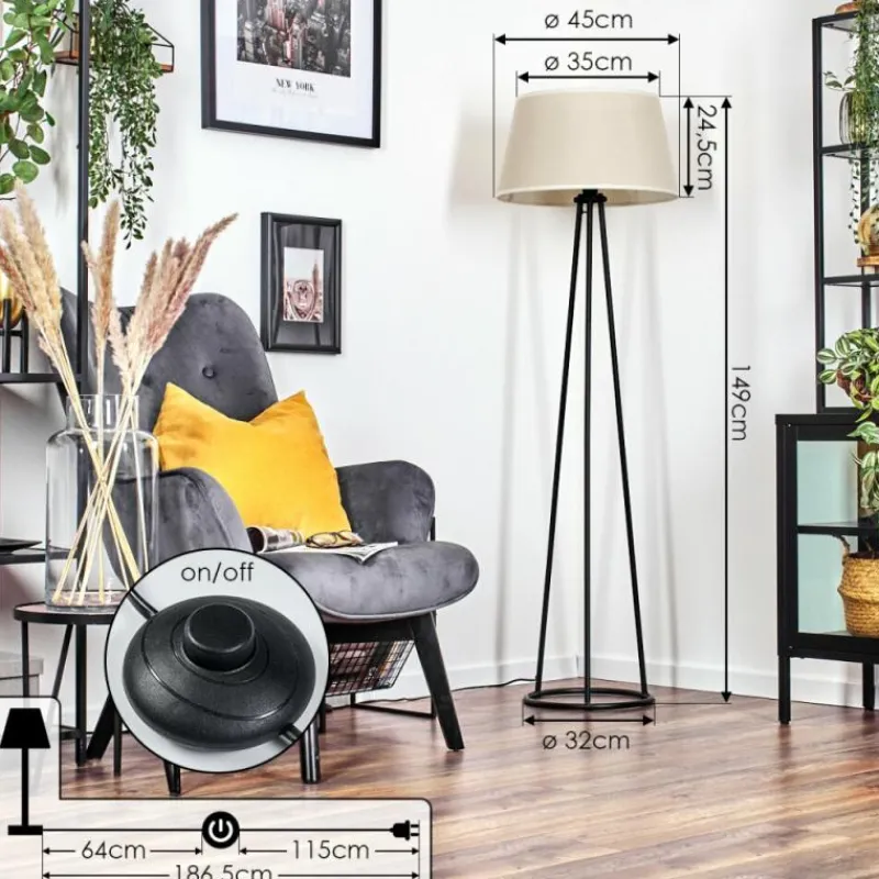 Lampes En Tissu-hofstein Bassagoda Lampadaire beige, Blanc, 1 lumière