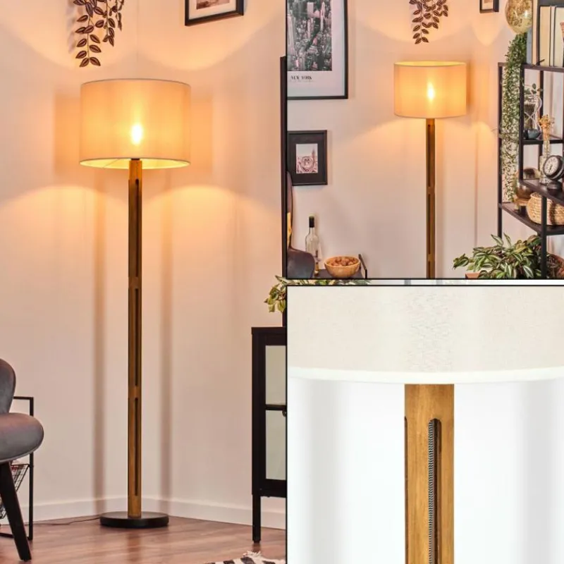 Lampes En Tissu-hofstein Bassagoda Lampadaire Brun, Écru, Noir, 1 lumière