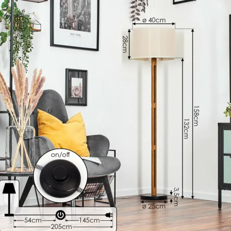 Lampes En Tissu-hofstein Bassagoda Lampadaire Brun, Écru, Noir, 1 lumière