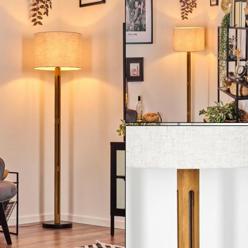 Lampes En Tissu-hofstein Bassagoda Lampadaire Brun, Écru, Noir, 1 lumière